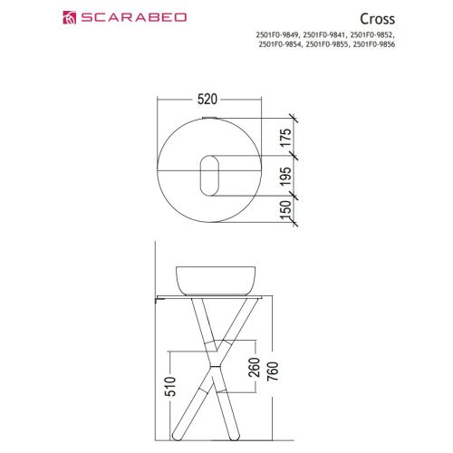 ΕΠΙΠΛΟ ΜΠΑΝΙΟΥ CROSS OCEAN (ΜΠΛΕ ΜΑΤ) 2501F0-9856 & ΝΙΠΤΗΡΑΣ ΕΠΙΤΡΑΠΕΖΙΟΣ SCARABEO GLAM 1808 White Ø33 cm