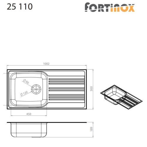 ΝΕΡΟΧΥΤΗΣ ΚΟΥΖΙΝΑΣ ΑΝΟΞΕΙΔΩΤΟΣ ΕΝΘΕΤΟΣ FORTinox VALLEY 25110 λείο 100x50 cm