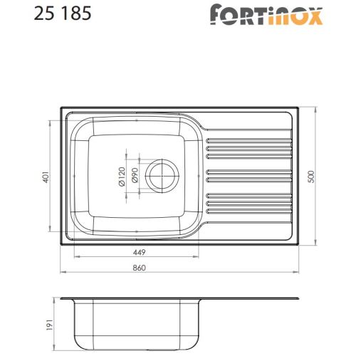 ΝΕΡΟΧΥΤΗΣ ΚΟΥΖΙΝΑΣ ΑΝΟΞΕΙΔΩΤΟΣ ΕΝΘΕΤΟΣ FORTinox VALLEY 25185 λείο 86x50 cm
