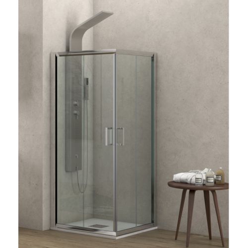 ΚΑΜΠΙΝΑ ΝΤΟΥΖΙΕΡΑΣ ΤΕΤΡΑΓΩΝΗ Karag NEW FLORA 100 130x130x180 cm Διαφανές - Σεριγραφάτο