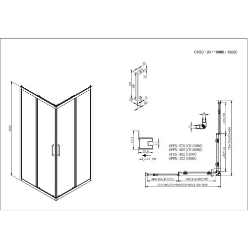ΚΑΜΠΙΝΑ ΝΤΟΥΖΙΕΡΑΣ ΤΕΤΡΑΓΩΝΗ Devon PRIMUS Plus Corner Entry CR 80 80x80 cm Stripes