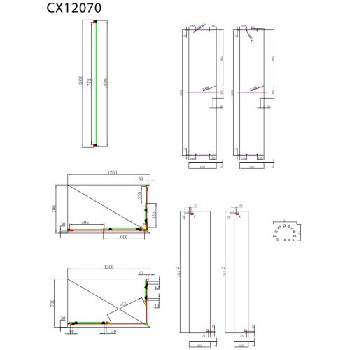 ΚΑΜΠΙΝΑ ΝΤΟΥΖΙΕΡΑΣ ΑΣΥΜΜΕΤΡΗ Axis Offset Corner Entry CX 12070 Clear 120x70 cm