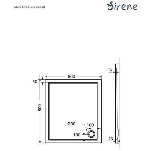 ΝΤΟΥΖΙΕΡΑ ΑΚΡΥΛΙΚΗ ΤΕΤΡΑΓΩΝΗ Sirene Extra Flat E8080 80x80 cm