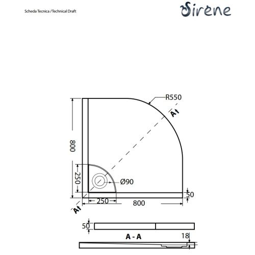 ΝΤΟΥΖΙΕΡΑ ΑΚΡΥΛΙΚΗ ΗΜΙΚΥΚΛΙΚΗ Sirene Flow Fq8080 80x80 cm