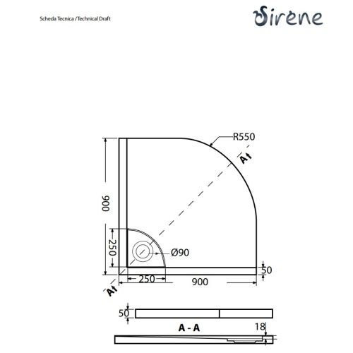 ΝΤΟΥΖΙΕΡΑ ΑΚΡΥΛΙΚΗ ΗΜΙΚΥΚΛΙΚΗ Sirene Flow Fq9090 90x90 cm
