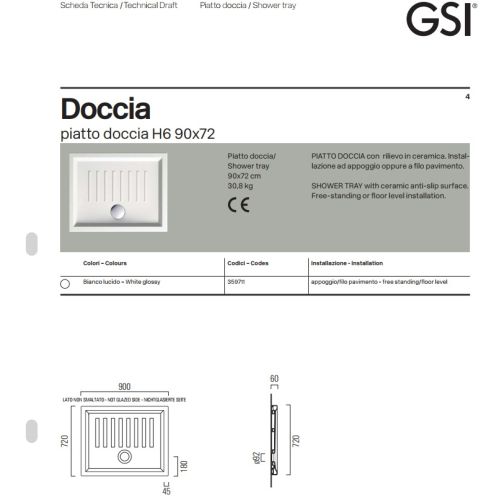 ΝΤΟΥΖΙΕΡΑ ΠΟΡΣΕΛΑΝΗΣ ΟΡΘΟΓΩΝΙΑ GSI Slim 3597 90x72 cm