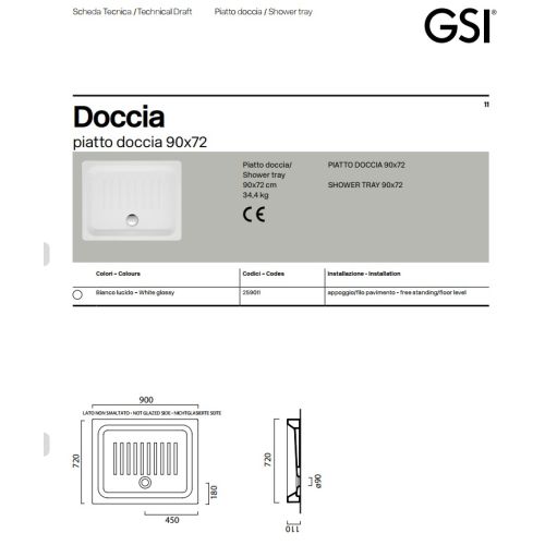 ΝΤΟΥΖΙΕΡΑ ΠΟΡΣΕΛΑΝΗΣ ΟΡΘΟΓΩΝΙΑ GSI Basic 2590 90x72 cm