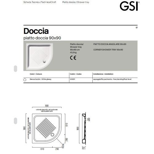 ΝΤΟΥΖΙΕΡΑ ΠΟΡΣΕΛΑΝΗΣ ΗΜΙΚΥΚΛΙΚΗ GSI Basic 4490 90x90 cm