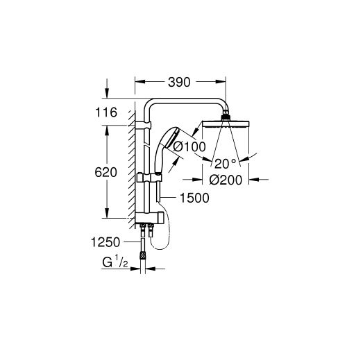 ΣΤΗΛΗ ΝΤΟΥΣ ΣΕΤ ΧΩΡΙΣ ΜΠΑΤΑΡΙΑ GROHE Tempesta 200  27389