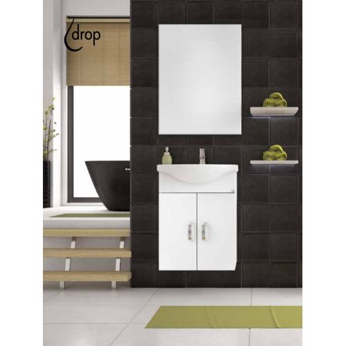 ΕΠΙΠΛΟ ΜΠΑΝΙΟΥ Drop ALBA 55 White 2  ΜΕ ΚΑΘΡΕΠΤΗ