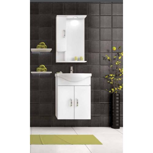 ΕΠΙΠΛΟ ΜΠΑΝΙΟΥ Drop ALBA 55 White ΜΕ ΚΑΘΡΕΠΤΗ ΕΡΜΑΡΙΟ