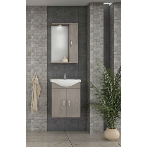 ΕΠΙΠΛΟ ΜΠΑΝΙΟΥ Drop ALBA 55 Brown 2 ΜΕ ΚΑΘΡΕΠΤΗ ΕΡΜΑΡΙΟ