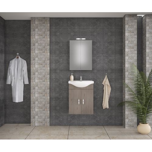 ΕΠΙΠΛΟ ΜΠΑΝΙΟΥ ΣΕΤ Drop ALBA 55 Brown 1 ΜΕ ΚΑΘΡΕΠΤΗ ΕΡΜΑΡΙΟ ΚΑΙ ΦΩΤΙΣΤΙΚΟ