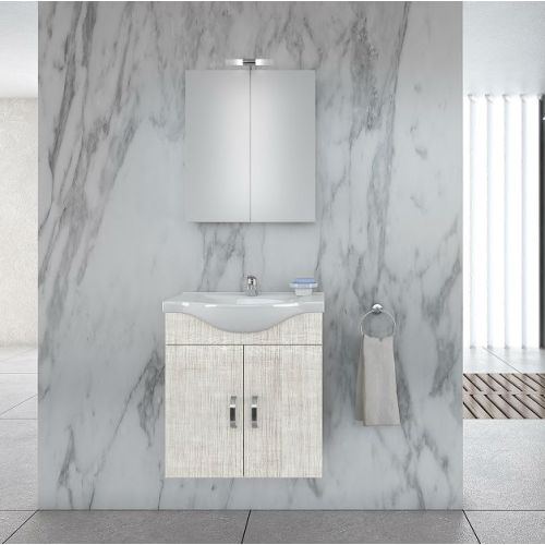 ΕΠΙΠΛΟ ΜΠΑΝΙΟΥ Drop ALBA 65 Elm Wood 1 65cm ΜΕ ΚΑΘΡΕΠΤΗ ΕΡΜΑΡΙΟ ΚΑΙ ΦΩΤΙΣΤΙΚΟ