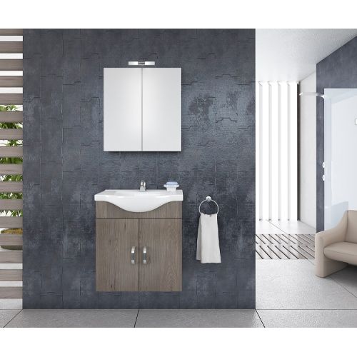 ΕΠΙΠΛΟ ΜΠΑΝΙΟΥ Drop ALBA 65 Brown 1 65cm ΜΕ ΚΑΘΡΕΠΤΗ ΕΡΜΑΡΙΟ ΚΑΙ ΦΩΤΙΣΤΙΚΟ