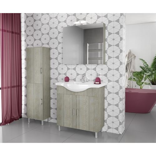 ΕΠΙΠΛΟ ΜΠΑΝΙΟΥ Drop ALBA 80 Brown ΜΕ ΚΑΘΡΕΠΤΗ ΚΑΙ ΦΩΤΙΣΤΙΚΟ 80cm