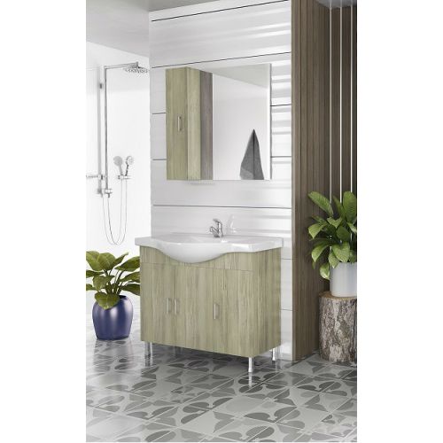 ΕΠΙΠΛΟ ΜΠΑΝΙΟΥ SET Drop ALBA 100 Elm Wood 3 ΜΕ ΚΑΘΡΕΠΤΗ ΚΑΙ ΕΡΜΑΡΙΟ