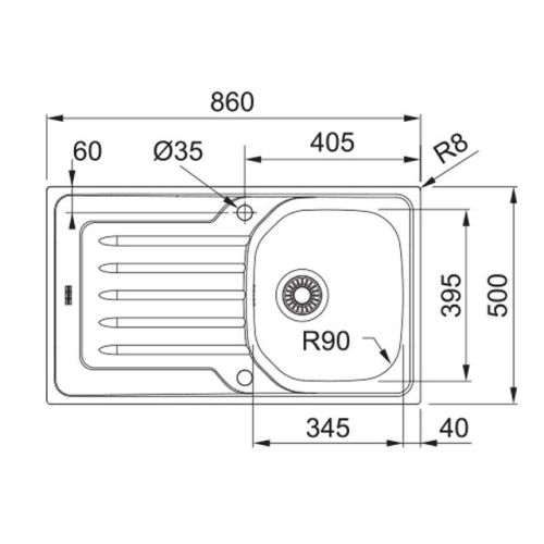 ΝΕΡΟΧΥΤΗΣ ΕΝΘΕΤΟΣ FRANKE New Value OLL 611-86 Inox Σαγρέ 86x50 cm