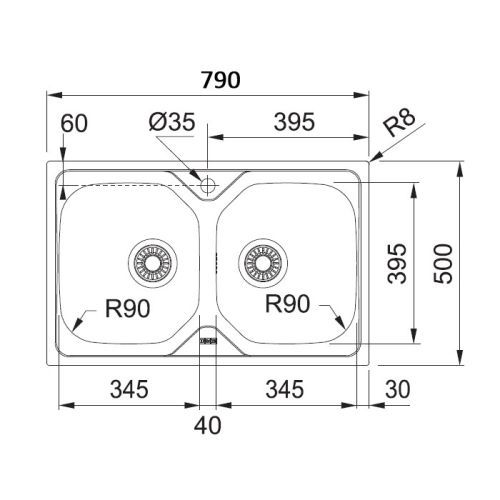 ΝΕΡΟΧΥΤΗΣ ΕΝΘΕΤΟΣ FRANKE New Value OLX 620-79 Inox Λείος 79x50 cm