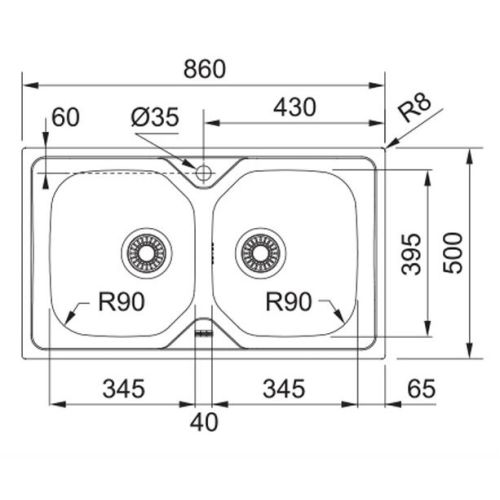 ΝΕΡΟΧΥΤΗΣ ΕΝΘΕΤΟΣ FRANKE New Value OLL 620-86 Inox Σαγρέ 86x50 cm