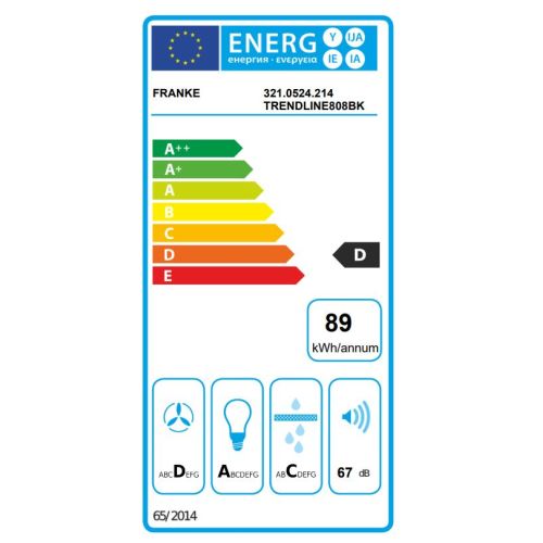 ΑΠΟΡΡΟΦΗΤΗΡΑΣ FRANKE TRENDLINE 808 BK Black Matt 80 cm ΕΠΙΤΟΙΧΙΑ ΚΑΜΙΝΑΔΑ