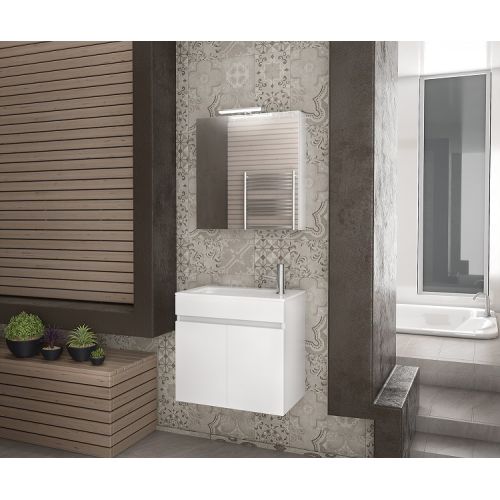 ΕΠΙΠΛΟ ΜΠΑΝΙΟΥ SET Drop MAGNOLIA 55 White ΜΕ ΚΑΘΡΕΠΤΗ ΚΑΙ ΦΩΤΙΣΤΙΚΟ