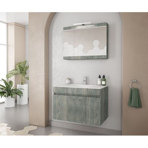 ΕΠΙΠΛΟ ΜΠΑΝΙΟΥ Drop MAGNOLIA 75 Smoked Oak ΜΕ ΚΑΘΡΕΠΤΗ