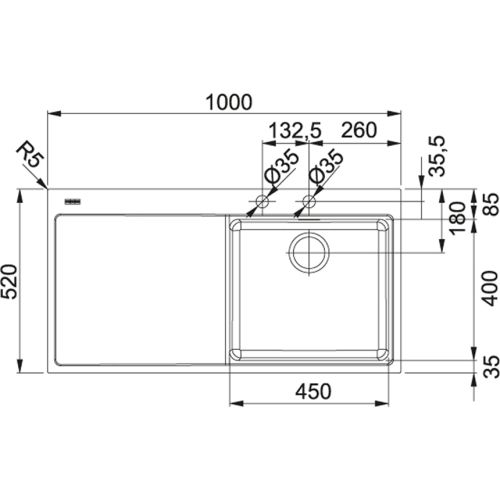 ΝΕΡΟΧΥΤΗΣ ΕΝΘΕΤΟΣ - FILOTOP FRANKE Mythos MMX 211 ΡΔ Inox Λείος 100 x 52 cm