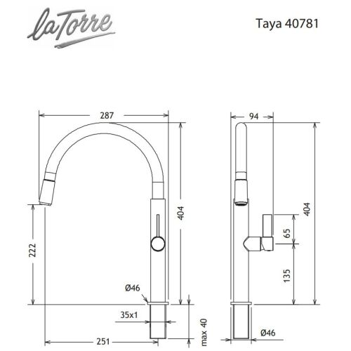 ΜΠΑΤΑΡΙΑ ΚΟΥΖΙΝΑΣ ΝΤΟΥΣ Carron Phoenix by La Torre TAYA 40781 ΧΡΩΜΕ
