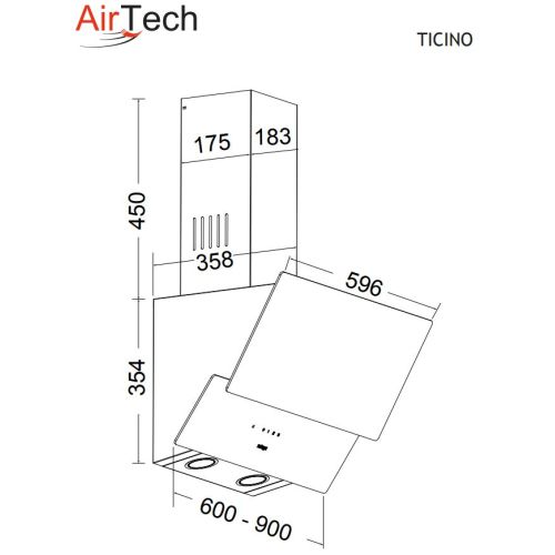 ΑΠΟΡΡΟΦΗΤΗΡΑΣ ΕΠΙΤΟΙΧΟΣ AIRTECH TICINO TICI 60 Μαύρο Κρύσταλλο Securit 60 cm