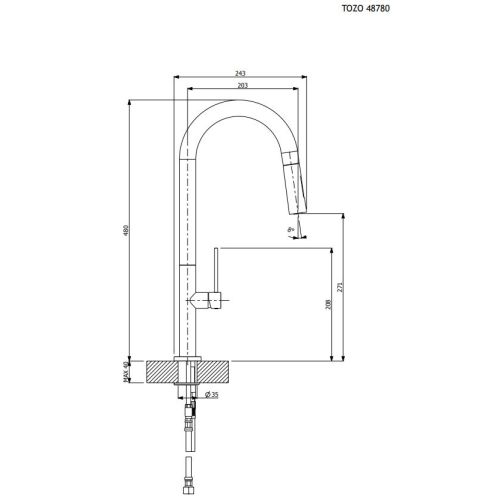 ΜΠΑΤΑΡΙΑ ΚΟΥΖΙΝΑΣ ΜΕ ΝΤΟΥΣ Carron Phoenix TOZO 48780 Μαύρο Ματ