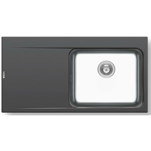 ΝΕΡΟΧΥΤΗΣ ΕΝΘΕΤΟΣ PYRAMIS Pyragranite  Inox Pyrros (100x52) 1B 1D RH Iron Grey 100x52 cm