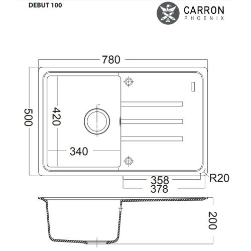 ΝΕΡΟΧΥΤΗΣ ΓΡΑΝΙΤΗ Carron Phoenix Debut 100 White 78x50 cm