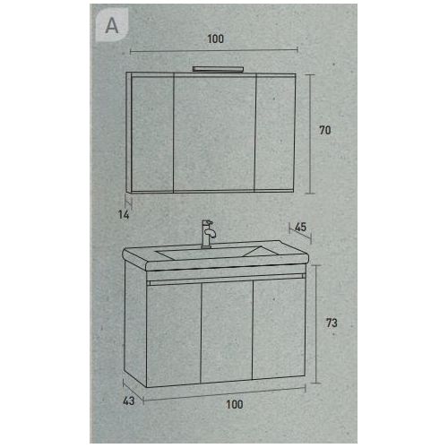 ΚΡΕΜΑΣΤΟ ΕΠΙΠΛΟ ΜΠΑΝΙΟΥ PRO BAGNO ELEGANT 950 A Λευκή Λάκα 100 cm