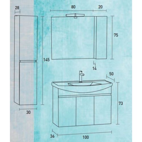 ΚΡΕΜΑΣΤΟ ΕΠΙΠΛΟ ΜΠΑΝΙΟΥ PRO BAGNO ELEGANT 953 B Λευκή Λάκα 100cm