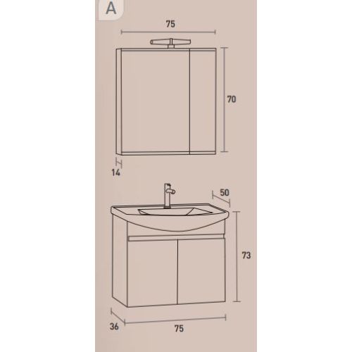 ΚΡΕΜΑΣΤΟ ΕΠΙΠΛΟ ΜΠΑΝΙΟΥ PRO BAGNO ELEGANT 955 A Λευκή Λάκα 75 cm