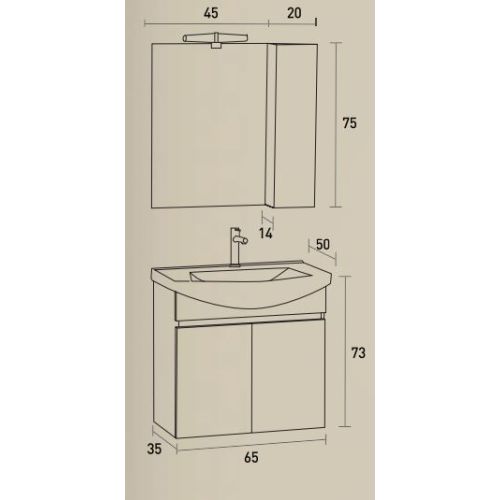 ΚΡΕΜΑΣΤΟ ΕΠΙΠΛΟ ΜΠΑΝΙΟΥ PRO BAGNO ELEGANT 956 B Λευκή Λάκα 65 cm