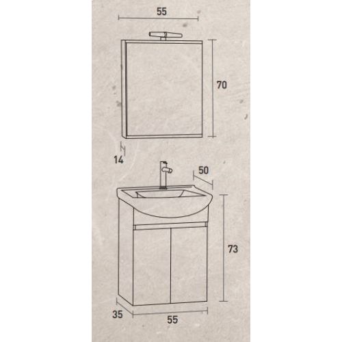 ΚΡΕΜΑΣΤΟ ΕΠΙΠΛΟ ΜΠΑΝΙΟΥ PRO BAGNO ELEGANT 957 A Λευκή Λάκα 55 cm
