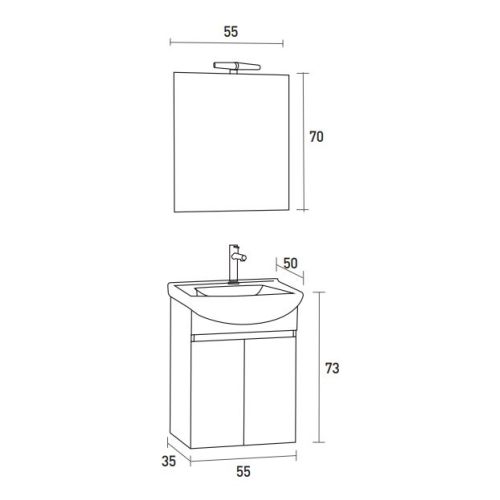 ΚΡΕΜΑΣΤΟ ΕΠΙΠΛΟ ΜΠΑΝΙΟΥ PRO BAGNO ELEGANT 957 C Λευκή Λάκα 55 cm
