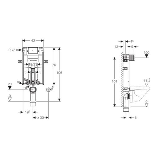 ΚΑΖΑΝΑΚΙ ΕΝΤΟΙΧΙΖΟΜΕΝΟ GEBERIT Omega Kombifix 110.020.00.1 ΔΙΠΛΟΥ ΤΟΥΒΛΟΥ ΓΙΑ ΚΡΕΜΑΣΤΗ ΛΕΚΑΝΗ
