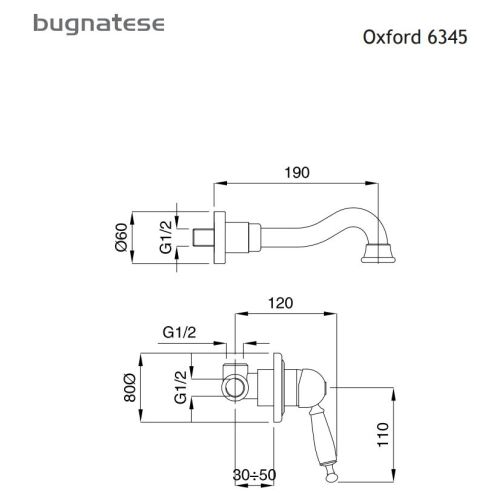 ΜΠΑΤΑΡΙΑ ΝΙΠΤΗΡΑ ΕΝΤΟΙΧΙΣΜΟΥ Bugnatese OXFORD 6345 Black Matt Δύο Οπών