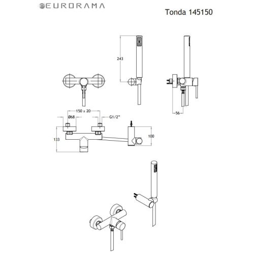 ΜΠΑΤΑΡΙΑ ΝΤΟΥΖΙΕΡΑΣ ΠΛΗΡΕΣ EURORAMA TONDA 145150 Black Matt