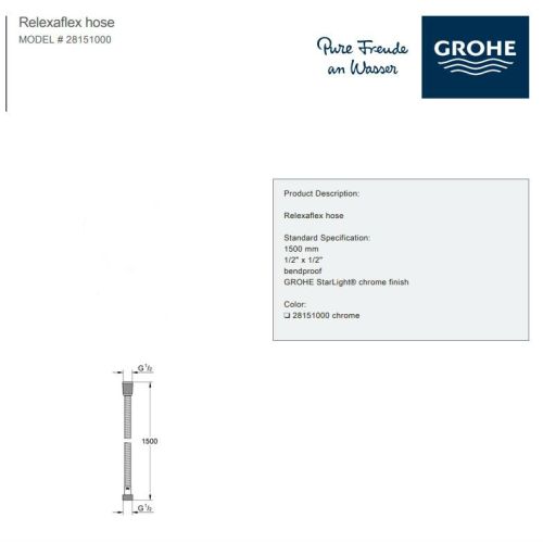 ΣΠΙΡΑΛ ΝΤΟΥΣ 1,5 m  GROHE Relexa 28151