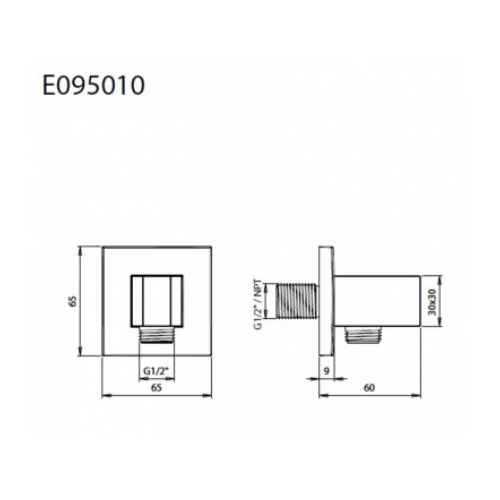 ΕΠΙΤΟΙΧΗ ΠΑΡΟΧΗ ΝΕΡΟΥ ΣΤΗΡΙΓΜΑ ALMAR EMOTION E095010 Black Matt