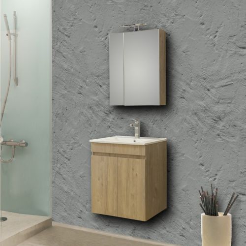 ΜΟΝΤΕΡΝΟ ΚΡΕΜΑΣΤΟ ΕΠΙΠΛΟΥ ΜΠΑΝΙΟΥ MARTIN OMEGA BEIGE OAK 55