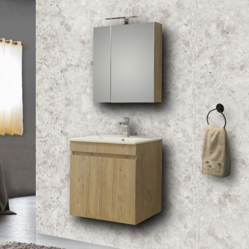 ΜΟΝΤΕΡΝΟ ΚΡΕΜΑΣΤΟ ΕΠΙΠΛΟΥ ΜΠΑΝΙΟΥ MARTIN OMEGA BEIGE OAK 60