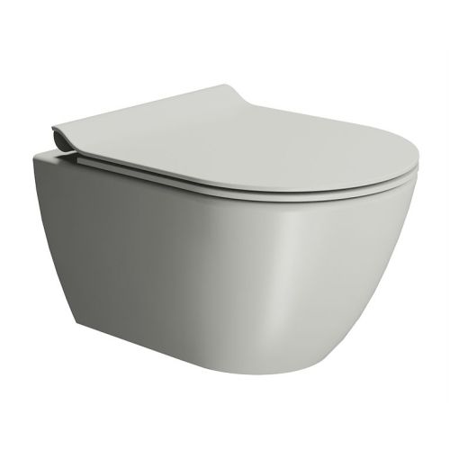 ΛΕΚΑΝΗ WC ΚΡΕΜΑΣΤΗ ΜΕ ΚΑΛΥΜΜΑ GSI PURA Swirl Cenere 50x36 cm