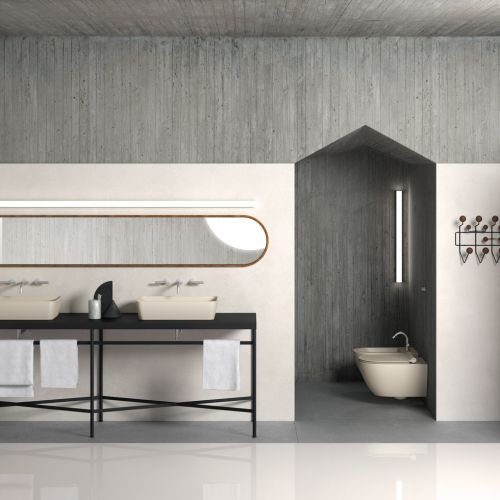 ΛΕΚΑΝΗ WC ΚΡΕΜΑΣΤΗ ΜΕ ΚΑΛΥΜΜΑ GSI PURA Swirl Creta 50x36 cm