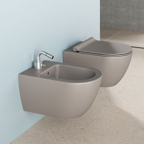 ΛΕΚΑΝΗ WC ΚΡΕΜΑΣΤΗ ΜΕ ΚΑΛΥΜΜΑ GSI PURA Swirl Tortora 50x36 cm