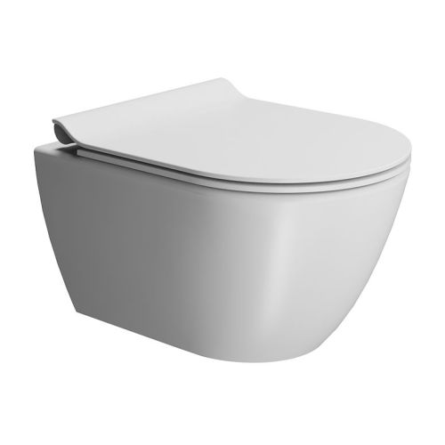 ΛΕΚΑΝΗ WC ΚΡΕΜΑΣΤΗ ΜΕ ΚΑΛΥΜΜΑ GSI PURA Swirl White Matt 50x36 cm